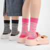 Women’s Black White Stripe Socks Cotton Crew Socks Spring Autumn Summer INS Style Cute Simple Long Socks