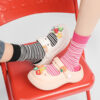 Women’s Black White Stripe Socks Cotton Crew Socks Spring Autumn Summer INS Style Cute Simple Long Socks
