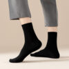Autumn Winter Men’s Modal Socks Mid Calf Solid Color Soft Seamless Cotton Breathable Sweat Absorbing Crew Socks