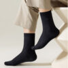 Breathable Bamboo Fiber Cotton Socks Men’s Crew Socks Anti Odor Mid Calf for Spring Autumn