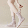Cute Polka Dot Women’s Cotton Socks Summer Thin Transparent Instep Breathable Crystal Silk Mid Calf Socks