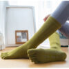 Non Slip Grip Yoga Socks Women Mid Calf Toe Separator Pilates Socks Autumn Winter Workout Socks