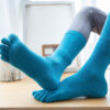 Non Slip Grip Yoga Socks Women Mid Calf Toe Separator Pilates Socks Autumn Winter Workout Socks