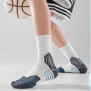 Men’s Training Socks Mid Calf Anti Slip Basketball Badminton Running Sports Socks Cushion Sole Spring Summer