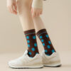 All Season Women’s Vintage Cotton Socks Polka Dot Oil Painting Style Mid Calf Artistic Fashion Socks