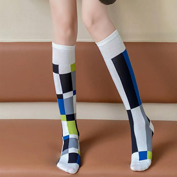Asymmetric AB Socks Women JK Style Korean INS Long Tube Over Knee Slim Compression Fashion Socks