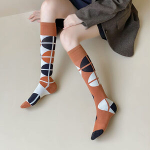 Asymmetric AB Socks Women JK Style Korean INS Long Tube Over Knee Slim Compression Fashion Socks