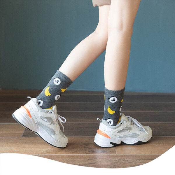 Women’s Spring Autumn Korean INS Socks – Cute Cotton Mid-Calf Socks with Fruit and Animal Patterns