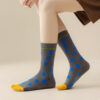 All Season Women’s Vintage Cotton Socks Polka Dot Oil Painting Style Mid Calf Artistic Fashion Socks