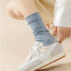 Women’s Colorful Crew Socks Solid Color Fashion Casual Breathable Cotton Socks Spring Autumn