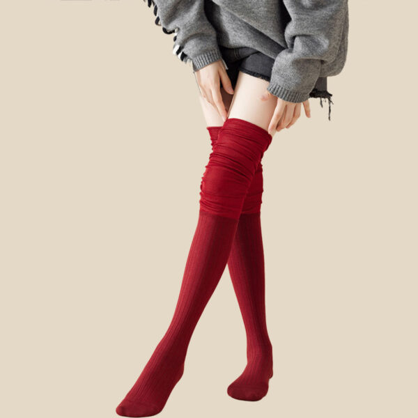 Autumn Winter Women’s Double Needle Long Tube Socks Glitter Thigh High Socks Japanese Style Over the Knee Slouch Socks