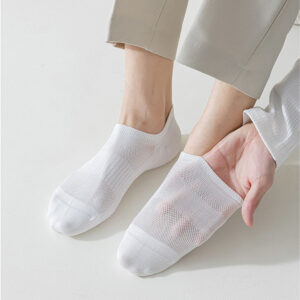 Invisible No Show Boat Socks Men Summer Thin Bamboo Cotton Mesh Breathable Anti Odor Non Slip Socks
