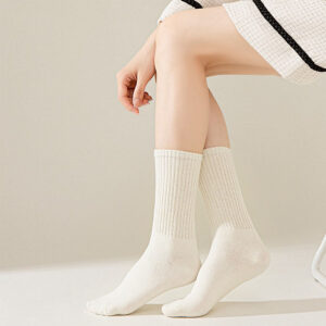 High Elastic Cotton Mid-Calf Socks Women Fashion Long Tube Socks Autumn Winter INS Japanese Trend Style