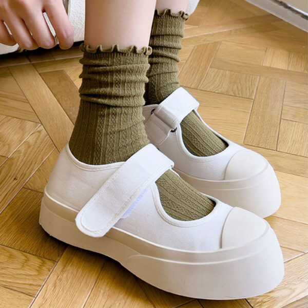 Black Ruffle Edge Women’s Cotton Socks – Autumn Winter Japanese Korean Style Slouch Long Mid-Calf Boots Socks