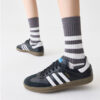 Striped Cotton High Tube Socks Women Breathable Sweat Wicking Long Socks College Style Spring Autumn