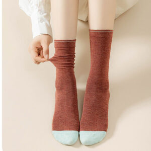 Women’s Colorful Crew Socks Solid Color Fashion Casual Breathable Cotton Socks Spring Autumn