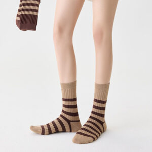 Striped Cotton High Tube Socks Women Breathable Sweat Wicking Long Socks College Style Spring Autumn