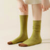 Women’s Colorful Crew Socks Solid Color Fashion Casual Breathable Cotton Socks Spring Autumn