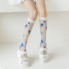 Women’s Summer Thin Transparent Floral Glass Silk Knee-High Socks – Japanese Sweet Lolita INS Style