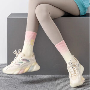 Women's Socks New Outer Wear Ins Girl Style Gradient Letter G Sports Socks Female Spring Summer Trendy Brand Multicolor Socks