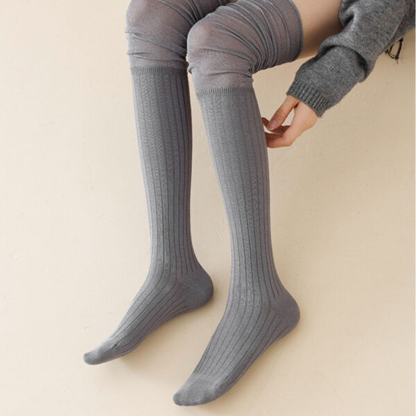 Autumn Winter Women’s Double Needle Long Tube Socks Glitter Thigh High Socks Japanese Style Over the Knee Slouch Socks