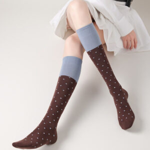 Polka Dot Women Stockings Color Matching Knitted Cotton Knee Socks Stockings College Style JK School Girls Long Socks Stockings