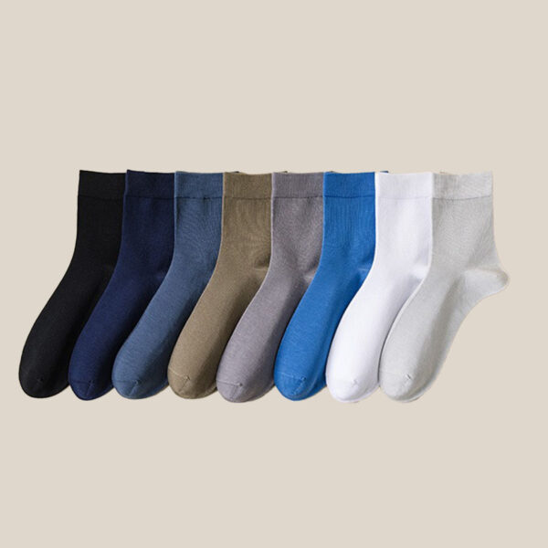 Autumn Winter Men’s Modal Socks Mid Calf Solid Color Soft Seamless Cotton Breathable Sweat Absorbing Crew Socks
