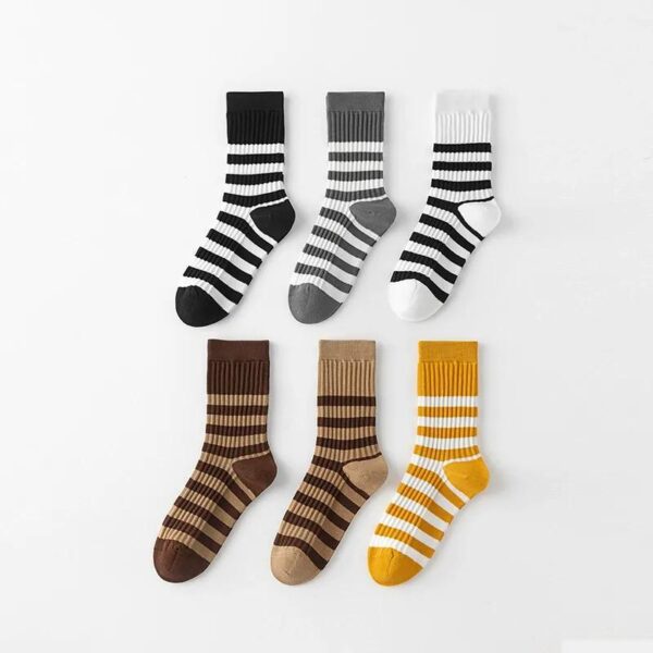 Striped Cotton High Tube Socks Women Breathable Sweat Wicking Long Socks College Style Spring Autumn