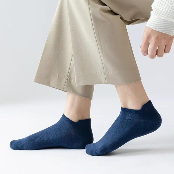 Cotton Men’s Boat Socks Summer Thin Mesh Breathable Ankle Socks Antibacterial Anti Odor