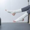 Open Toe Heel Yoga Socks Women Mid Calf Cotton Non Slip Pilates Socks Grip Training Floor Socks
