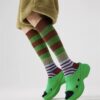 Unisex Retro Color Block Stripe Socks American Style Niche Design Outdoor Streetwear Calf Long Tube Socks