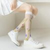 Women’s Summer Thin Transparent Floral Glass Silk Knee-High Socks – Japanese Sweet Lolita INS Style