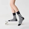 Striped Cotton High Tube Socks Women Breathable Sweat Wicking Long Socks College Style Spring Autumn