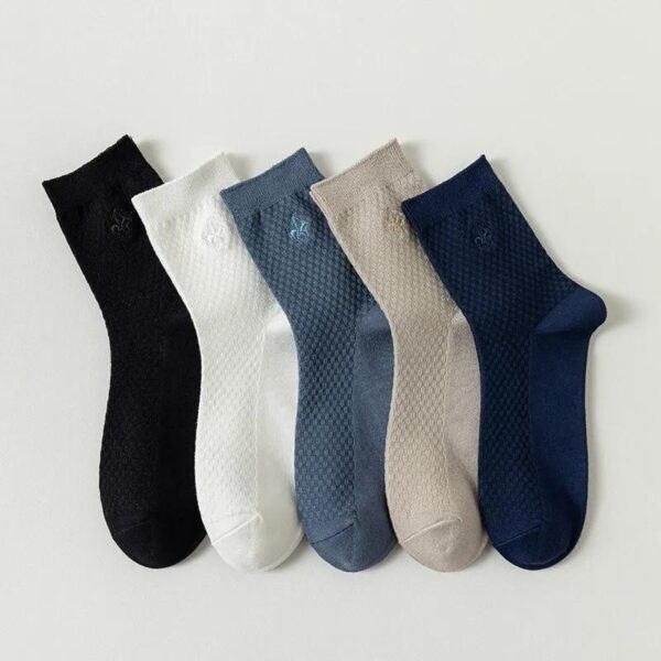 Breathable Bamboo Fiber Cotton Socks Men’s Crew Socks Anti Odor Mid Calf for Spring Autumn