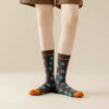 All Season Women’s Vintage Cotton Socks Polka Dot Oil Painting Style Mid Calf Artistic Fashion Socks