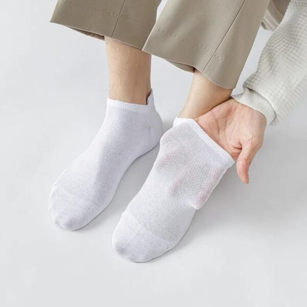 Cotton Men’s Boat Socks Summer Thin Mesh Breathable Ankle Socks Antibacterial Anti Odor