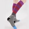 Unisex Retro Color Block Stripe Socks American Style Niche Design Outdoor Streetwear Calf Long Tube Socks