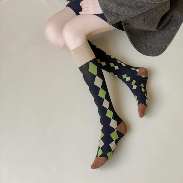 Asymmetric AB Socks Women JK Style Korean INS Long Tube Over Knee Slim Compression Fashion Socks