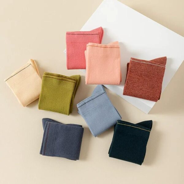 Women’s Colorful Crew Socks Solid Color Fashion Casual Breathable Cotton Socks Spring Autumn