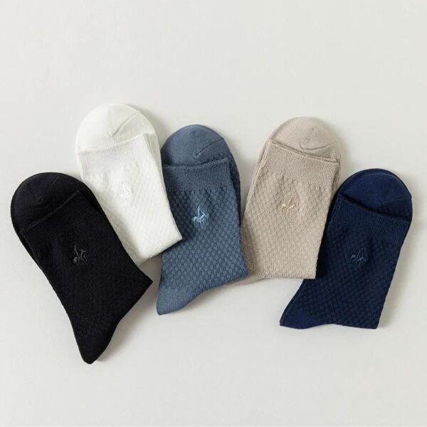 Breathable Bamboo Fiber Cotton Socks Men’s Crew Socks Anti Odor Mid Calf for Spring Autumn