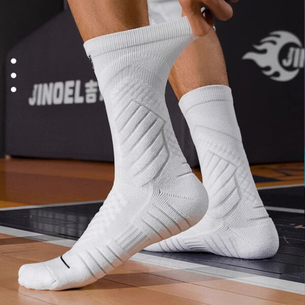 Men’s Long Tube Basketball Socks Thick Cushion Sole Non Slip Professional Running Marathon Sports Socks