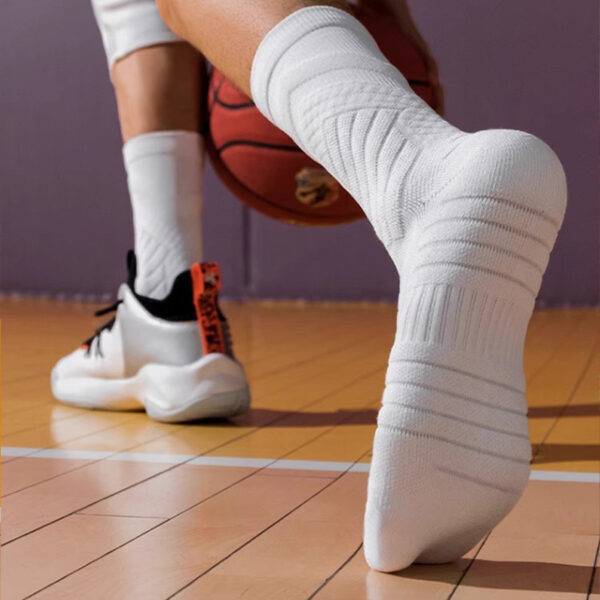 Men’s Long Tube Basketball Socks Thick Cushion Sole Non Slip Professional Running Marathon Sports Socks