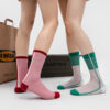 Summer Breathable Glass Silk Socks Women Colorful Stripe Mid Calf Thin Sheer Contrast Color Fashion Socks